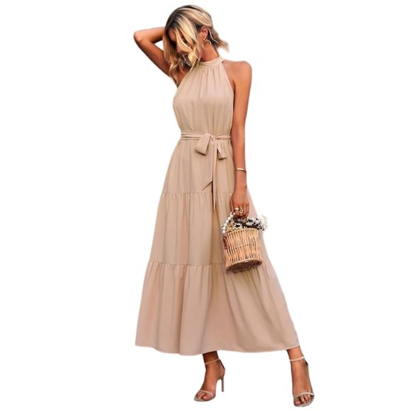 Halter Tiered Maxi Dress L *NWT* - Picture 2 of 7